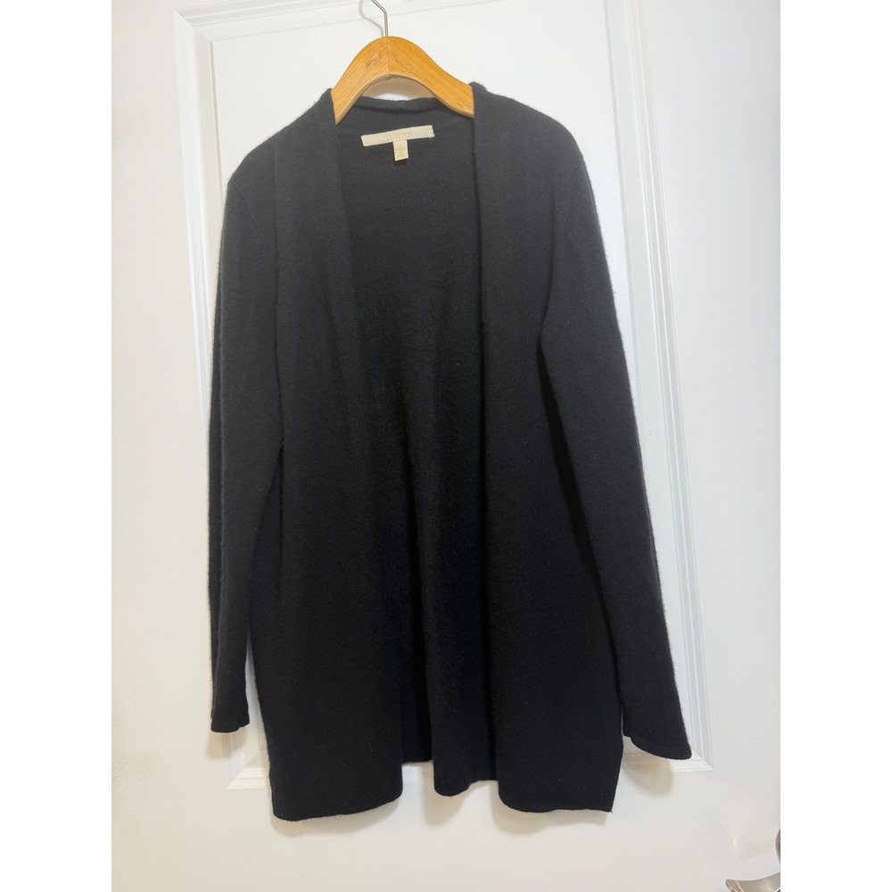 Nordstrom Collection Black 100% Cashmere Open Front Cardigan Sweater Large